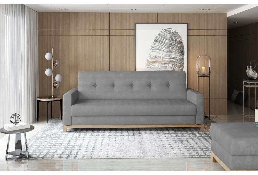 Светлосив кадифен разтегателен диван с място за съхранение 216 cm Selene – ELTAP