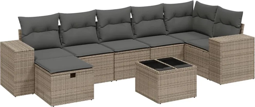 3264466 vidaXL Градински комплект диван с възглавници 8 части сив полиратан