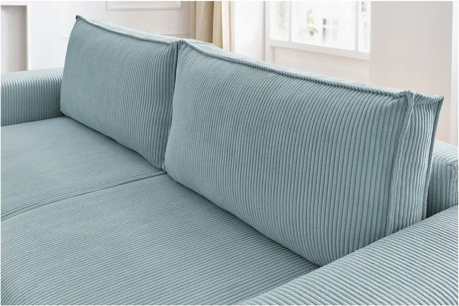 Сгъваем/с място за съхранение диван от рипсено кадифе в цвят мента 245 cm Nihad – Bobochic Paris