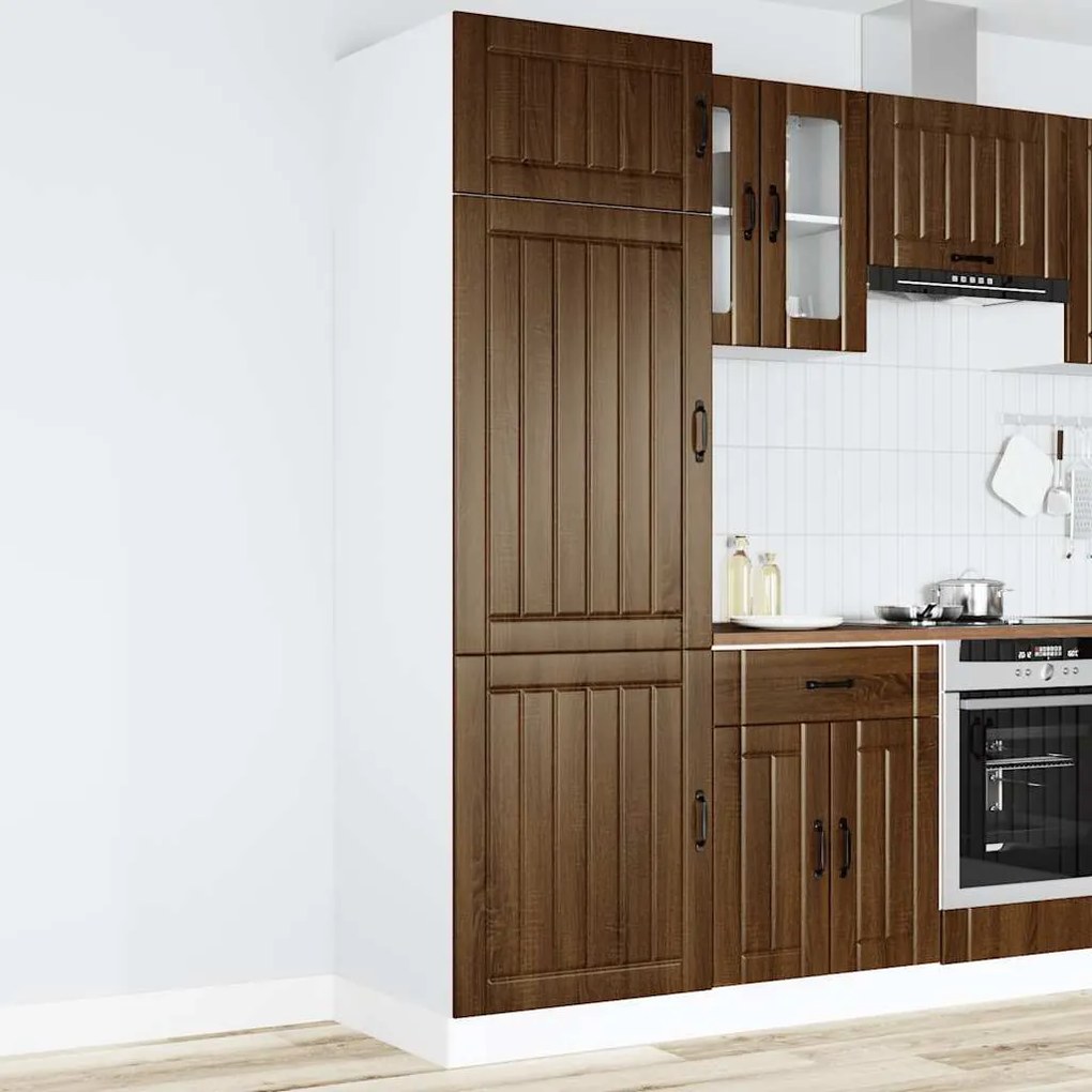 853874 vidaXL Кухненски шкаф Lucca, кафяв дъб, инженерно дърво