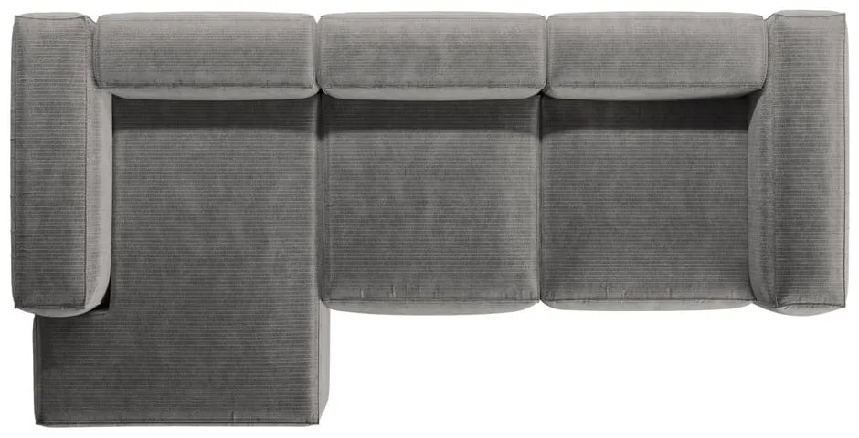 Светлосив ъглов диван от рипсено кадифе (ляв ъгъл) Bergamo – Cosmopolitan Design