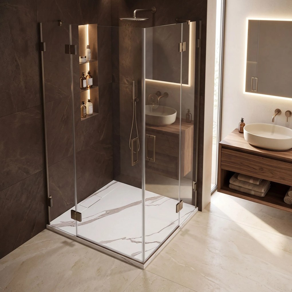 Корито за душ кабина Bazalt CARRARA WHITE 90x90