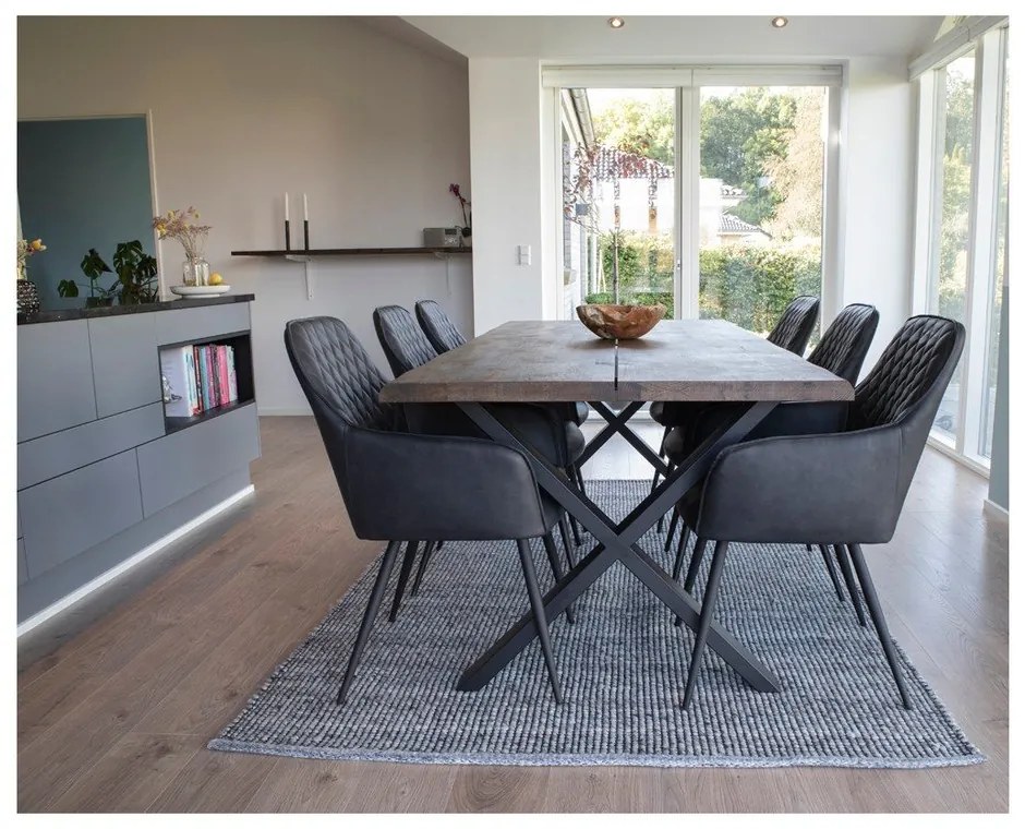 Черни тапицирани трапезни столове в комплект с подлакътници 2 бр. Harbo – House Nordic