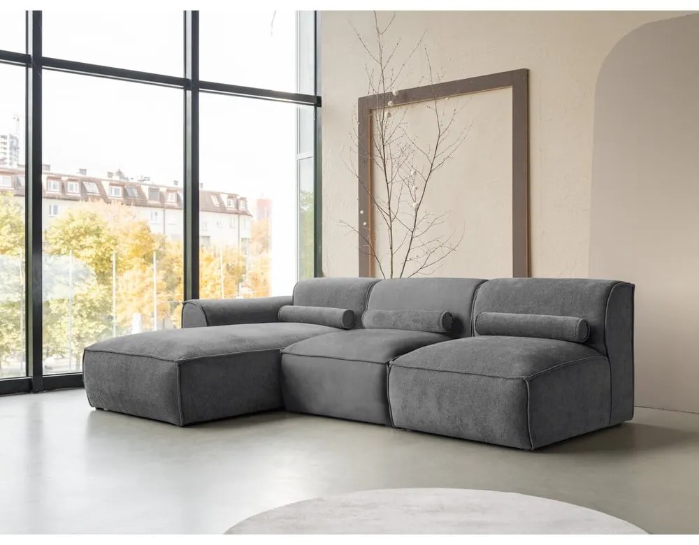 Сив ъглов диван (ляв ъгъл) Flex Felix – Miuform