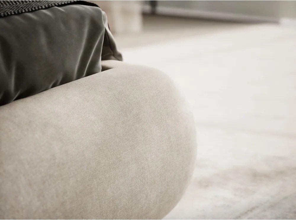 Бежово двойно легло 160x200 cm тапицирано с място за съхранение с включена подматрачна рамка Maumere – Maison de Rêve