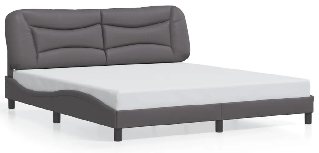 3208019 vidaXL Рамка за легло без матрак Hvar, сива, 180x200 см, изкуствена кожа