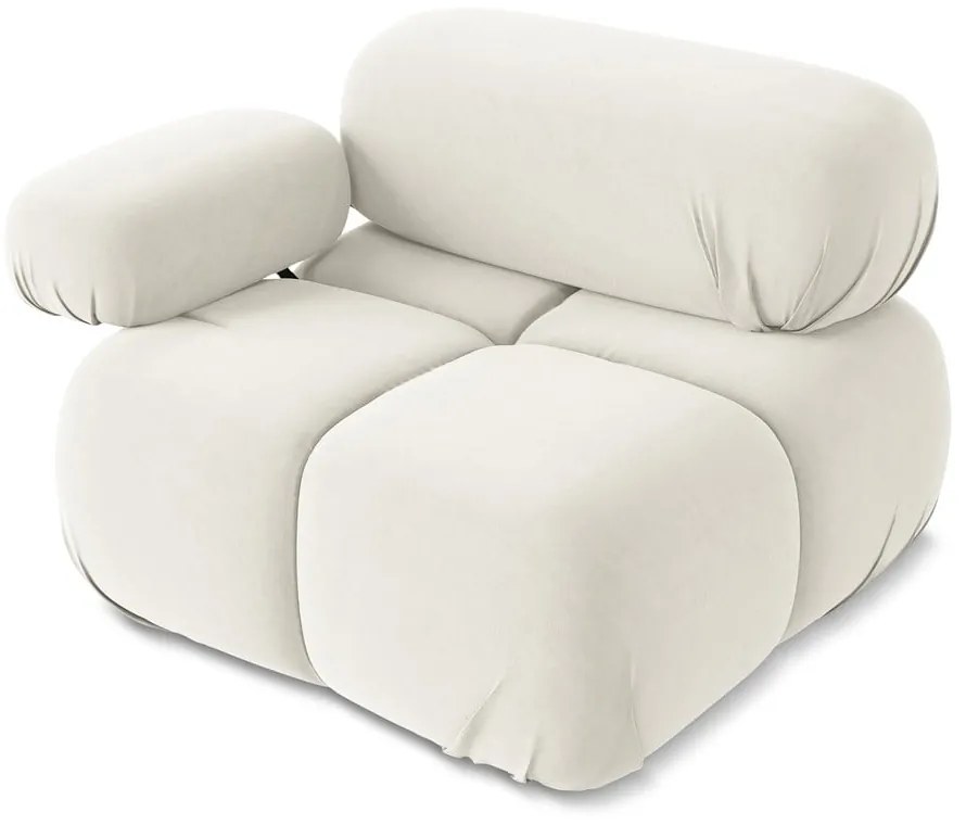 Бял кадифен модул за диван (ляв ъгъл) Lokua – Makamii