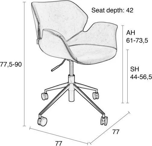 Черен офис стол Офис стол Nikki - Zuiver