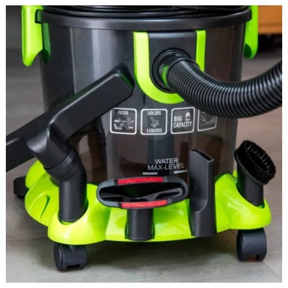 Прахосмукачка Cecotec Conga WET&DRY, 1000W, 15 л, Регулируема мощност, Функция за издухване, Зелен/сив
