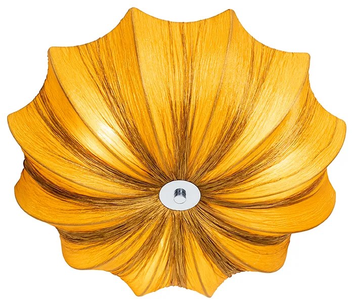 Дизайнерска таванна лампа злато коприна 52 см 3-светлина - Plu