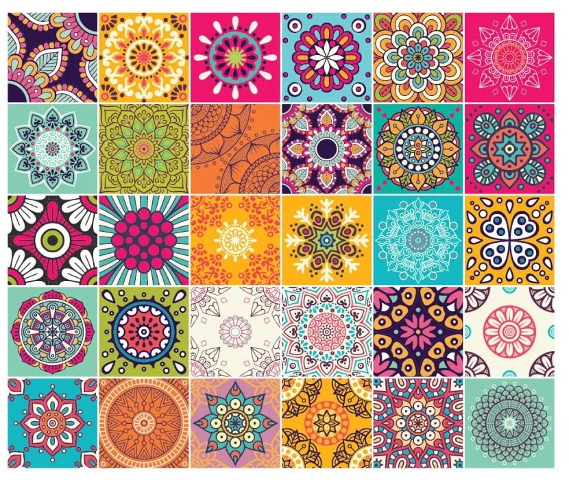Комплект от 30 стикера за стена Плочки за стена Azulejos , 15 x 15 cm Mariska - Ambiance