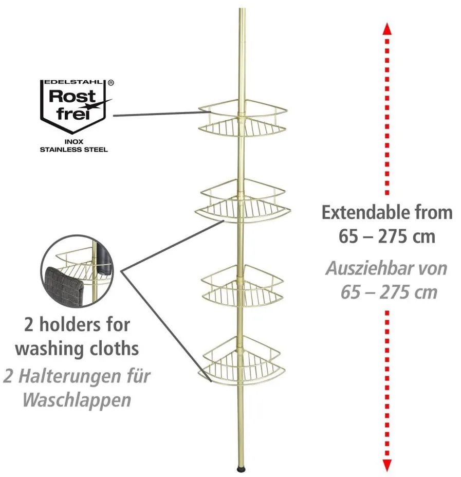 WENKO 24569100-Ъглова полица DOLCEDO 31x275 cm, златна