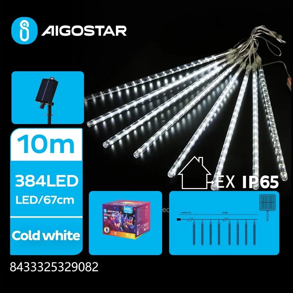Aigostar - LED соларна гирлянда 384xLED/13m IP65 студено бяла