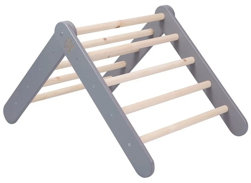 Сив пиклер триъгълник от масивен бор 46x87x60 cm Montessori – Meowbaby