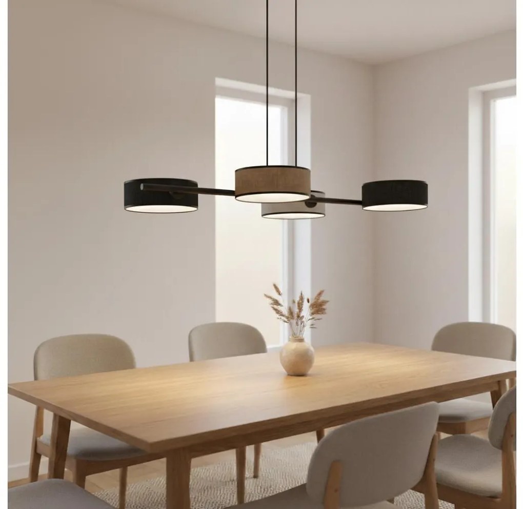 Полилей с кабел DRUMZ 4xE14/10W/230V черен/кафяв/сив