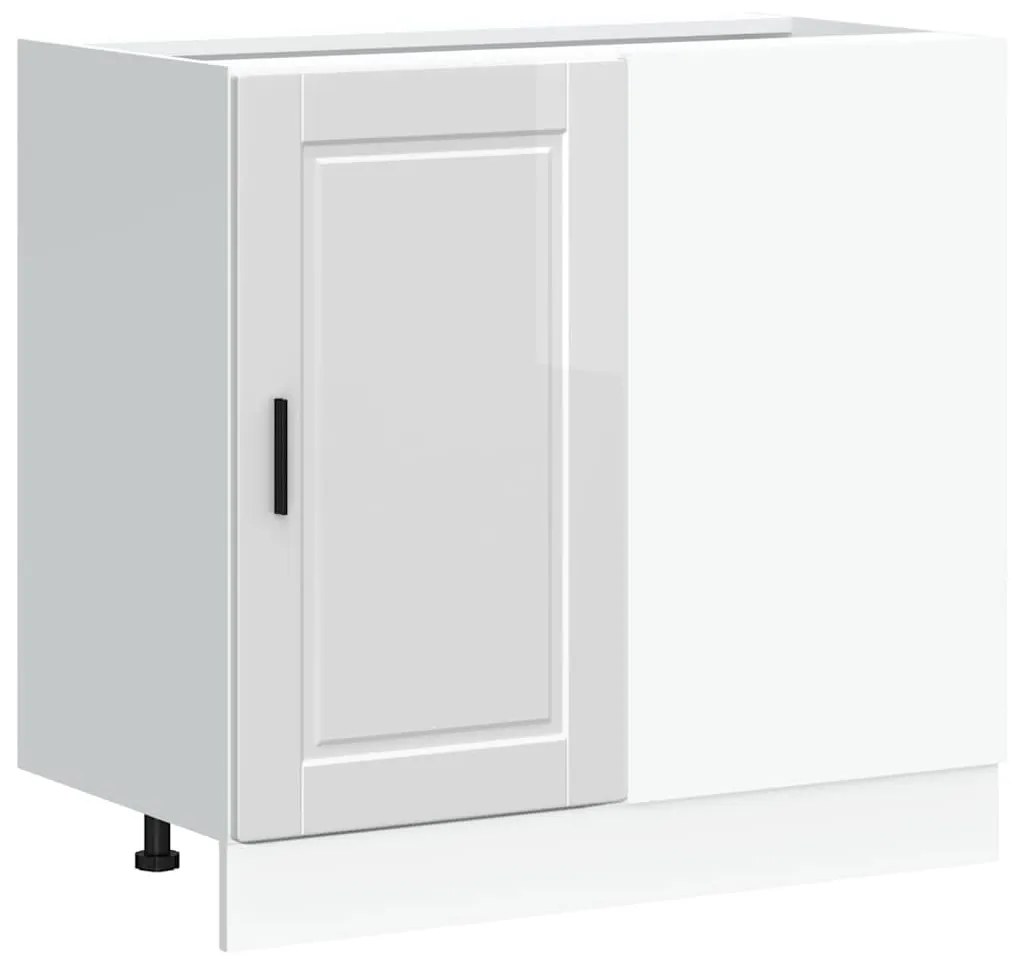 854300 vidaXL Кухненски шкаф Porto, бял гланц, инженерно дърво