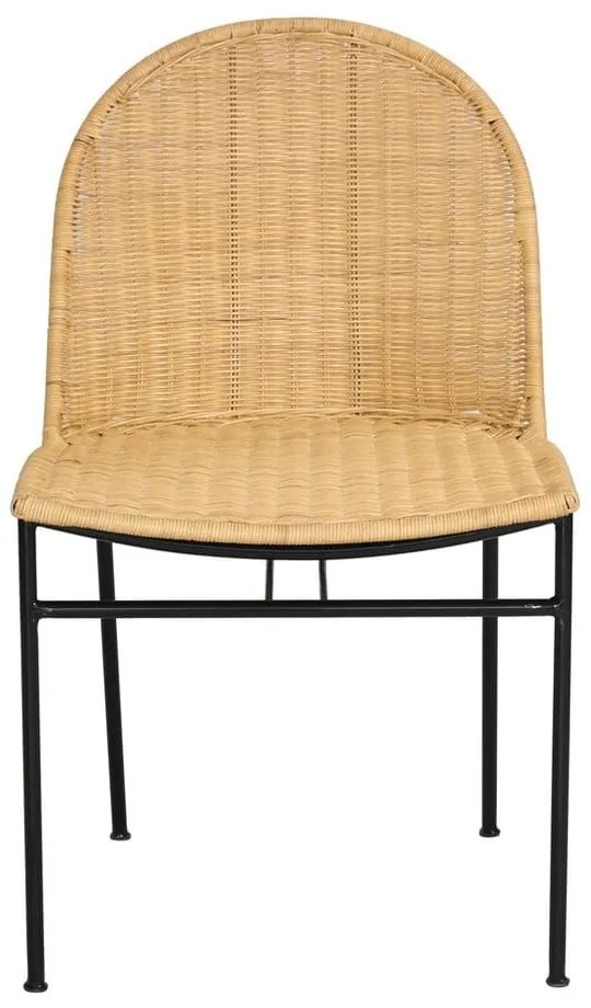 Комплект от 4 ратанови стола за хранене Sofia и черна маса Marienlis - Bonami Essentials