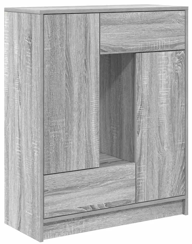 861855 vidaXL Бюфет с чекмеджета и вратички, сив сонома, 73x31x90 см