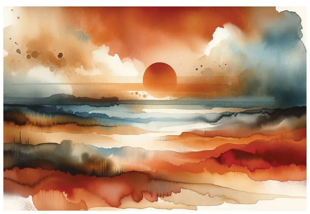 Тапет – Абстрактен акварелен залез