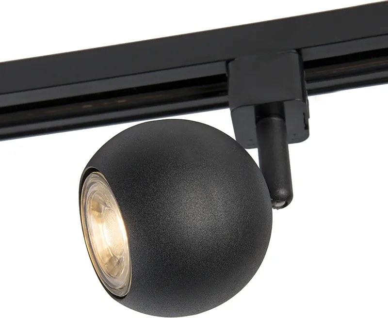 Модерен прожектор за релса черен 1-фазен - Iconic Gissi