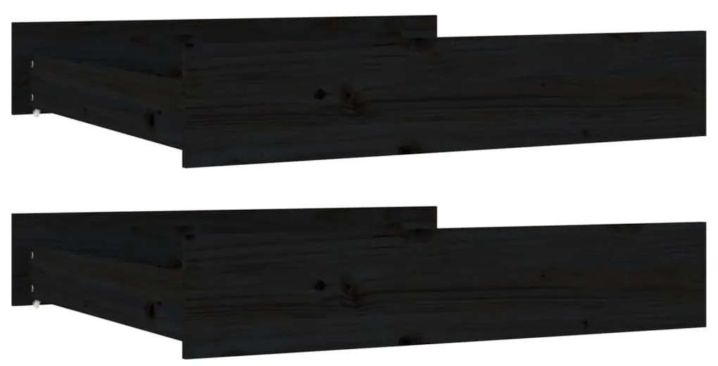 814988 vidaXL Чекмеджета за легло, 2 бр,Черен, бор масив