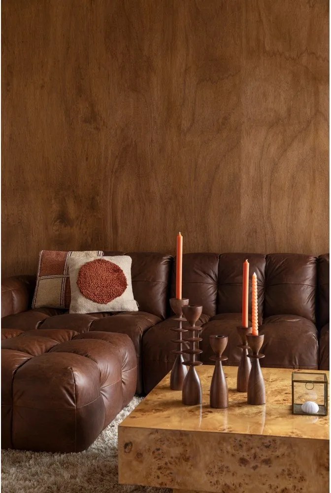 Кожен модулен диван в цвят кафяв коняк 364 cm Hackman – Dutchbone