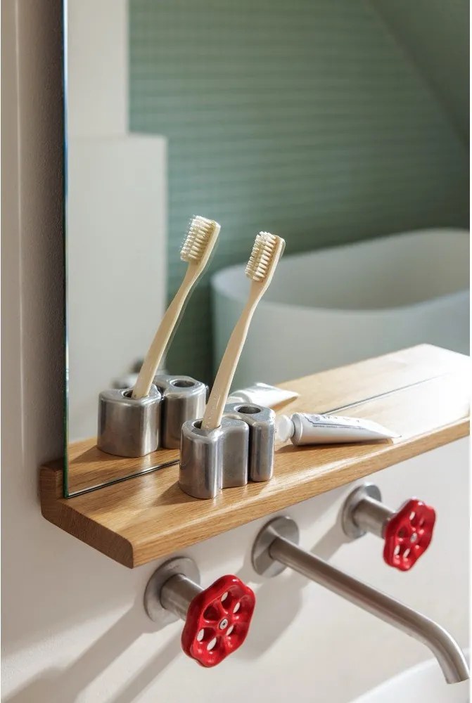 Стенно огледало с рафт масивно дърво 50x75 cm Lun – noo.ma