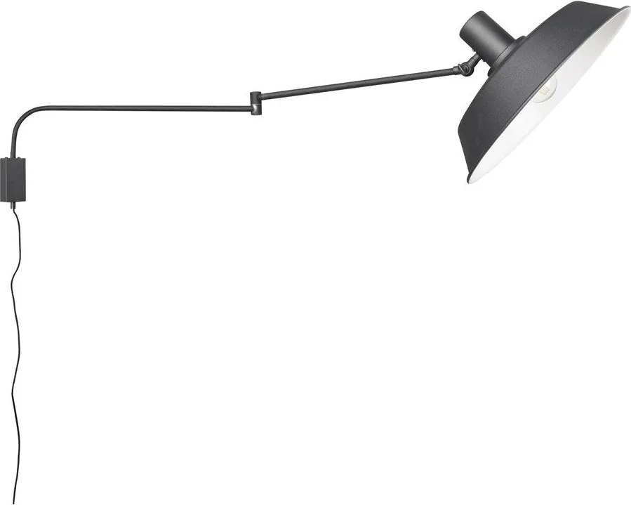 Матово черно стенна лампа с огъваща се структура за контакт ø 35,5 cm Bolder – Trio