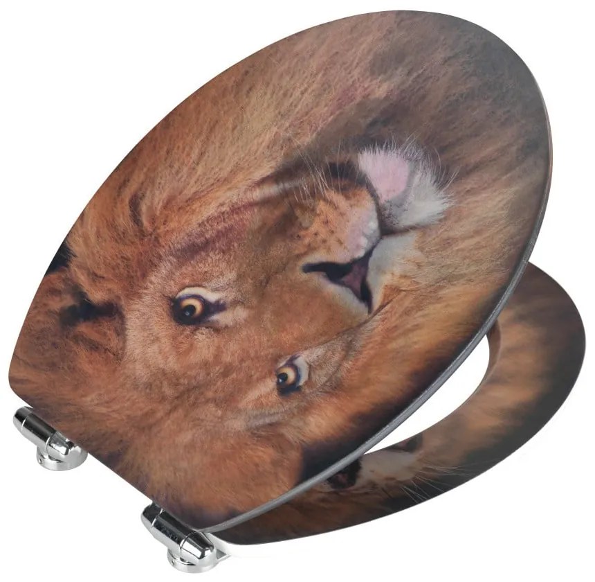 Седалка за тоалетна с 3D изображение и лесно затваряне , 44,5 x 38 cm Lion - Wenko