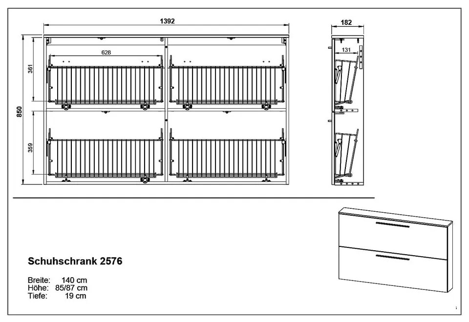 Бял висящ шкаф за обувки Utah - Germania