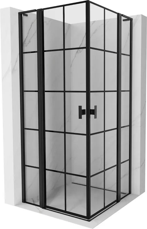 Mexen Mist L Duo разтворяема душ кабина 120 x 120 cm, черна мрежа, черна - 8A4L-120L-120P-70-77