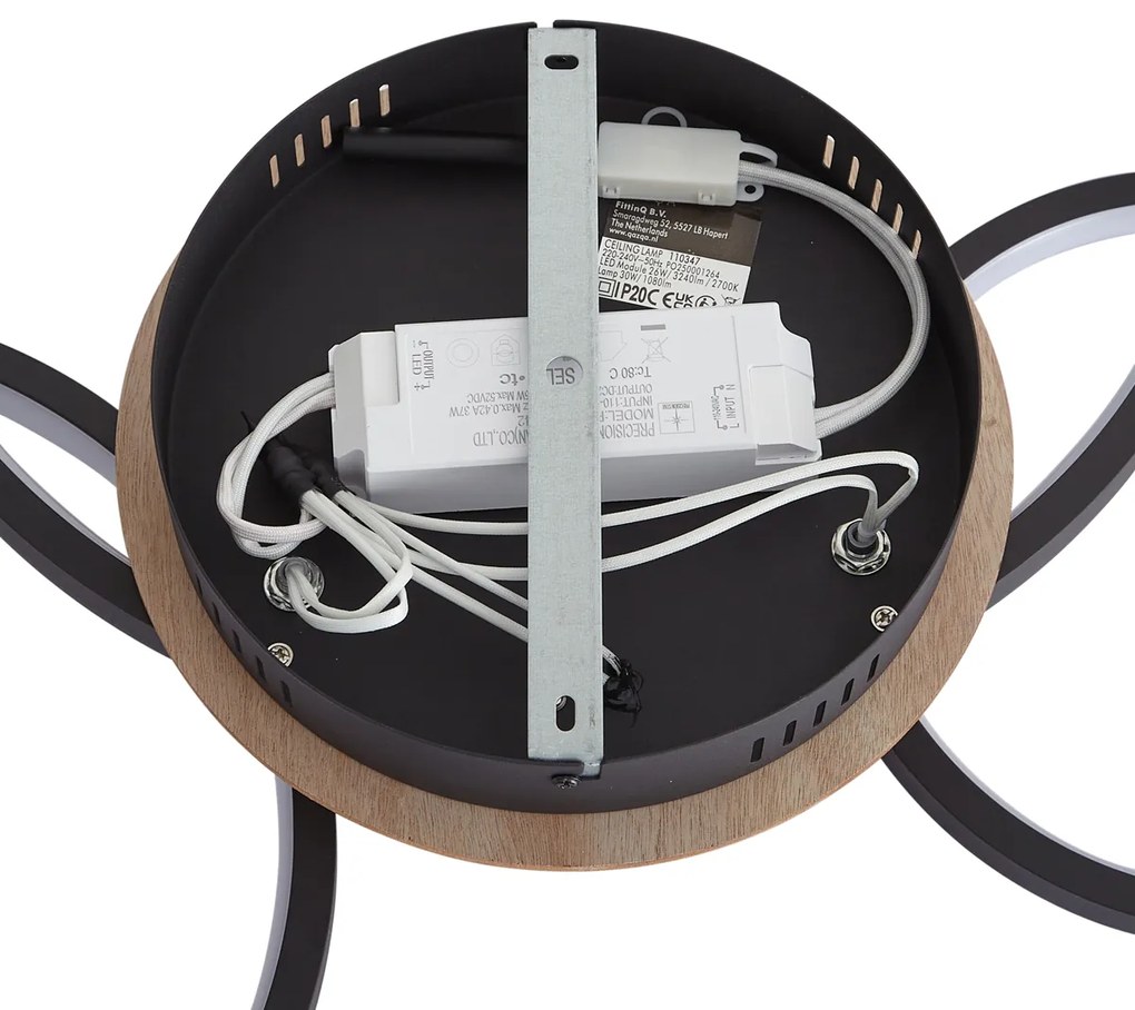 Модерна таванна лампа дърво вкл. LED 3-степенно димиране 3-лампи - Rondas