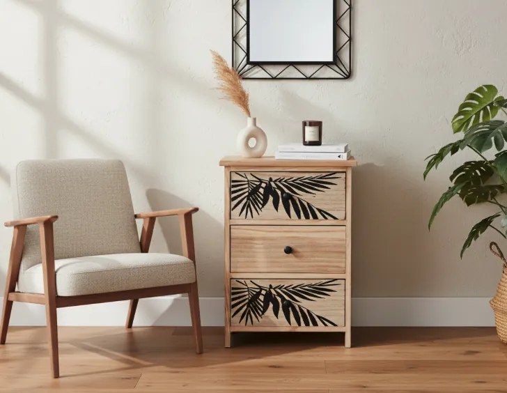 Комод ZOFIA с 3 чекмеджета - бохо дизайн, 40 x 29 x 58 cm