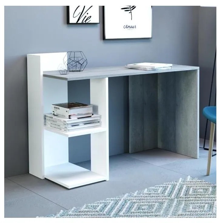 Бюро MARLO, бетонено сиво/бяло