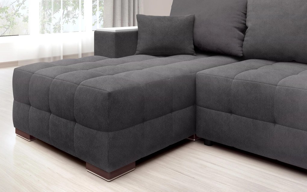 Разтегателен ъглов диван с подлакътник етажерка Мелвин Спринг S