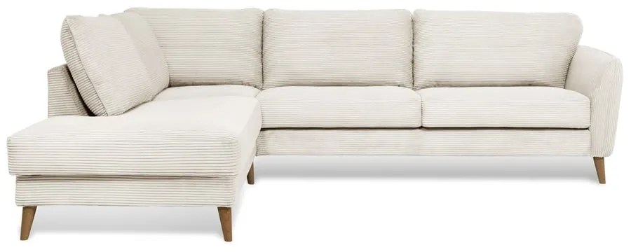 Бял ъглов диван от рипсено кадифе (ляв ъгъл) Paris – Scandic