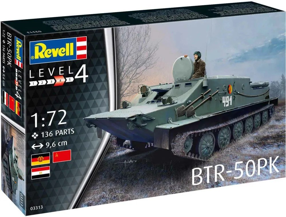 Revell - Сглобяем модел Съветски бронетранспортьор, БТР-50 ПК, 136 части R03313