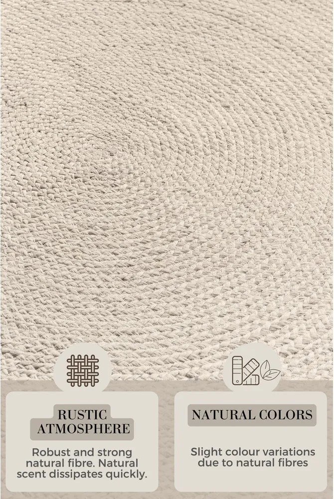 Кремав двустранен/ръчно изработен ютен кръгъл килим ø 200 cm Braided – Hanse Home