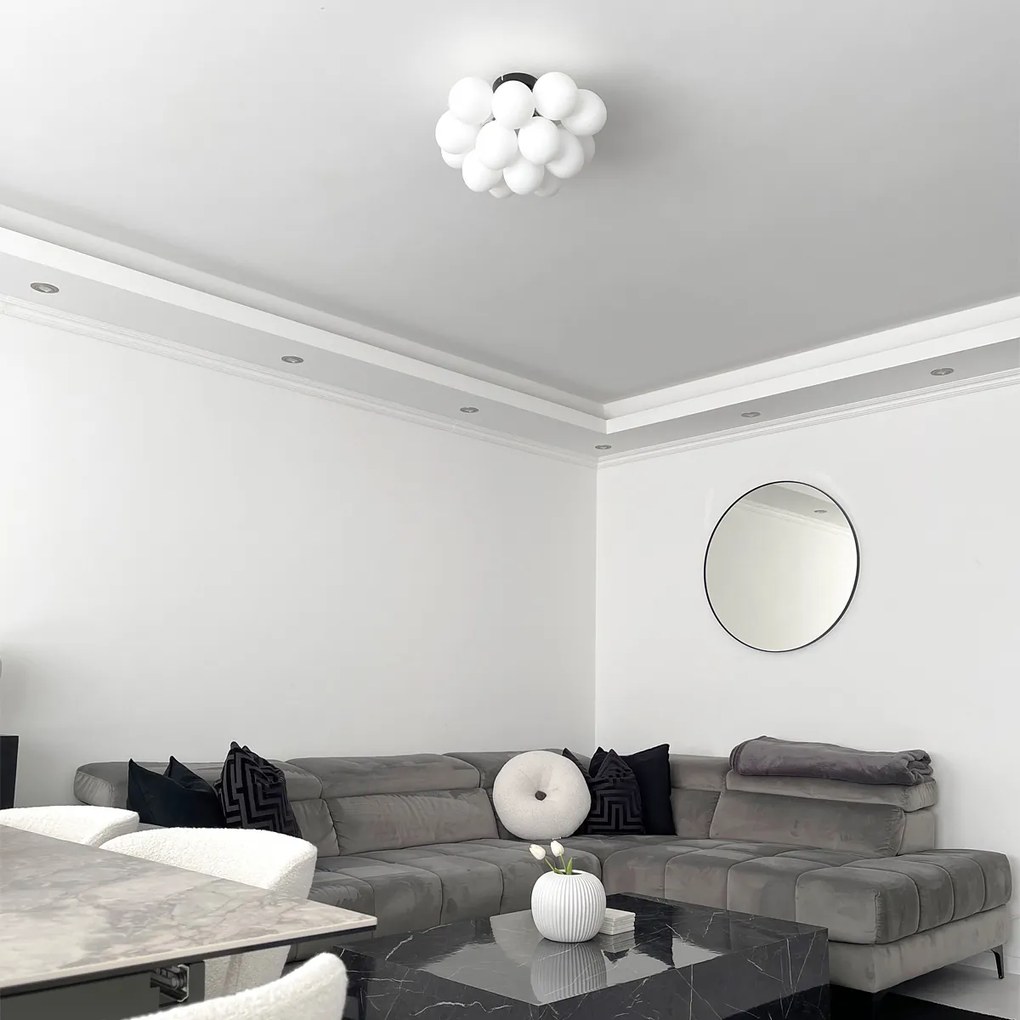 Интелигентна таванна лампа черна с опалово стъкло 4 светлини вкл. Zigbee G9 - Uvas