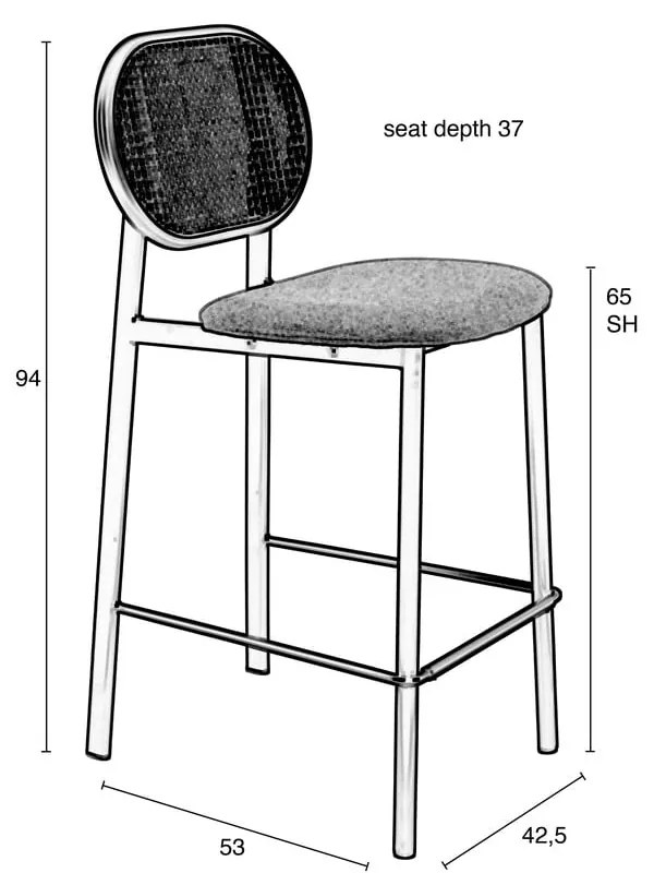 Черен/светлосив бар стол 94 cm Spike - Zuiver