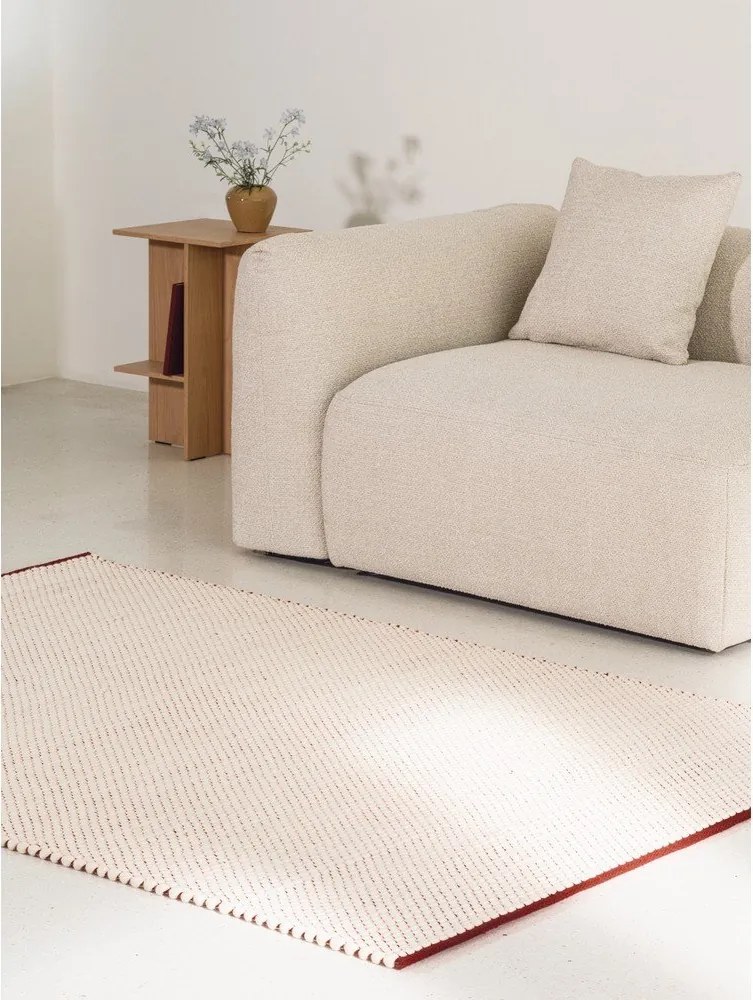 Червена/бежова ръчно изработена вълнена пътека 80x170 cm Lenu – noo.ma