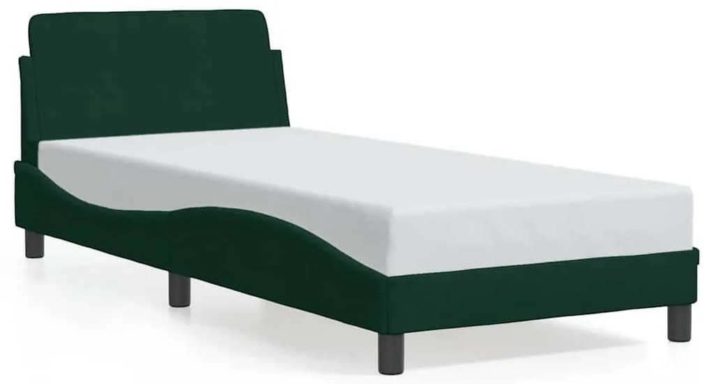 373075 vidaXL Рамка за легло Dover, тъмнозелена, 80x200 см, кадифе