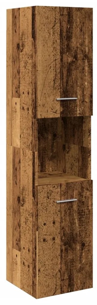 856221 vidaXL Висящ шкаф за баня, старо дърво, 30x30x130 см, инженерно дърво