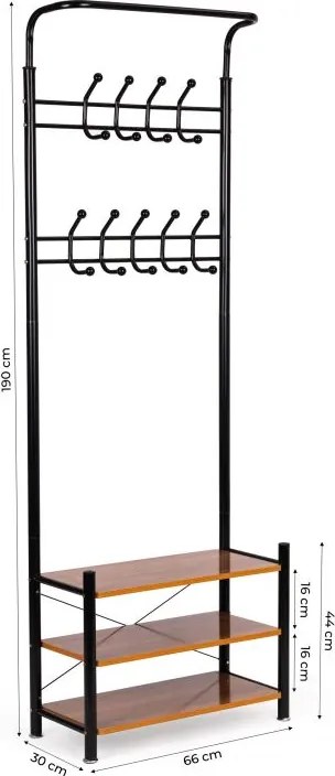 Стилен стелаж за дрехи, включващ рафтове за обувки