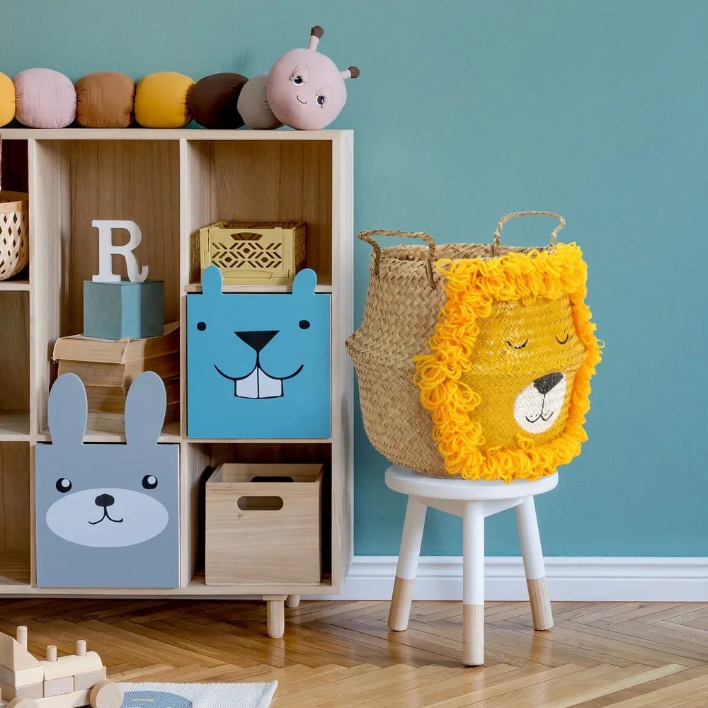 Жълта/естествена детска кошница за играчки от морска трева ø 30x28 cm Lion – Compactor