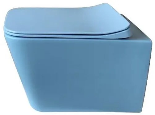 Конзолна тоалетна чиния ICC 5135BL, седалка и капак, порцелан, син, 52x37x36см