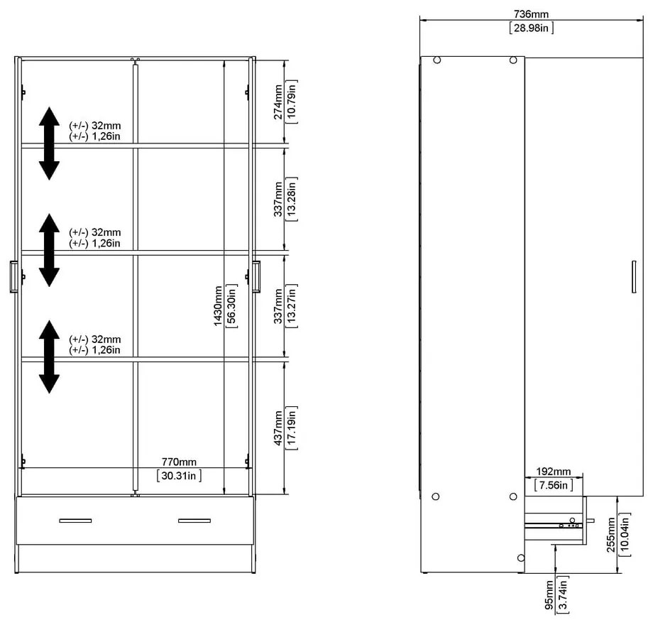 Бял гардероб 79x170 cm Space – Tvilum