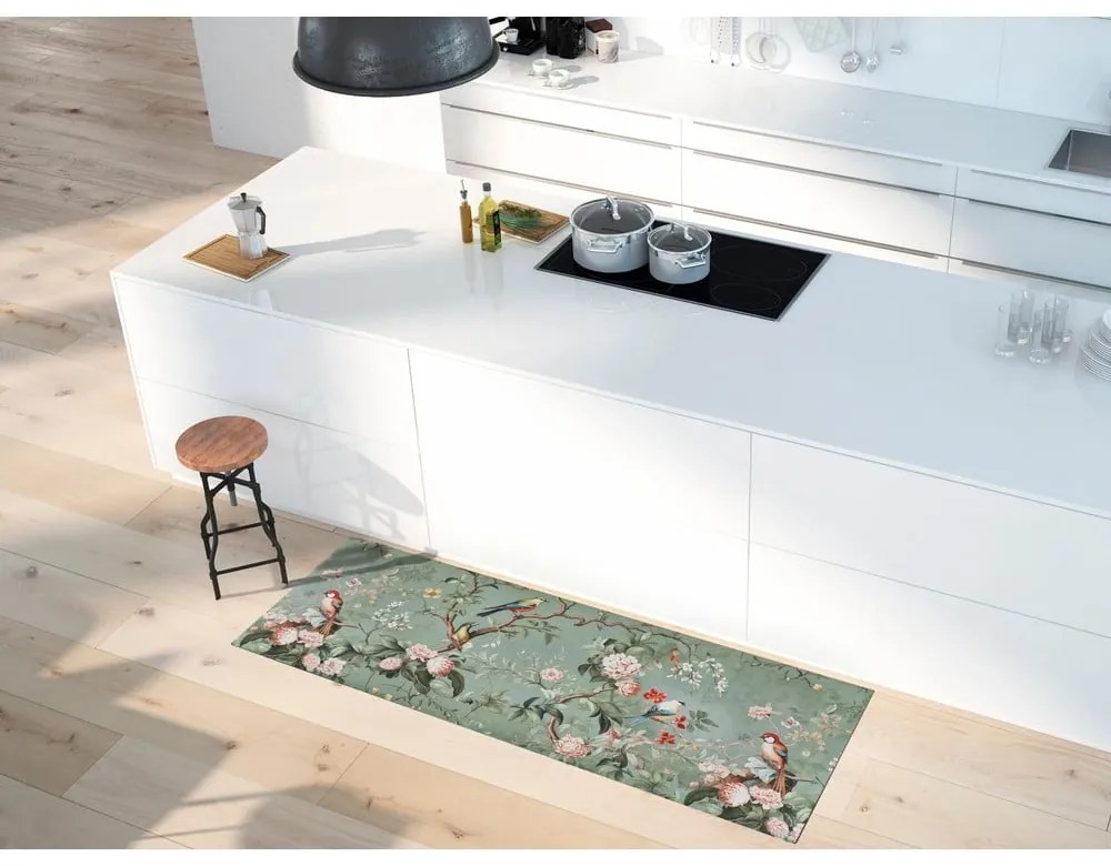 Светлозелена пътека подходяща за пране 52x100 cm Ricci Monet – Universal