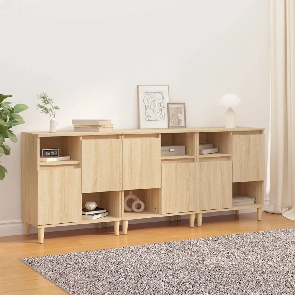 3185738 vidaXL Сайдборд, 3бр, дъб сонома, 60x35x70 см, инженерно дърво