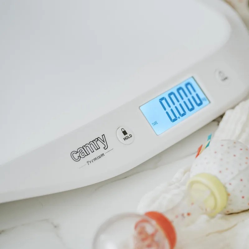Бебешка везна Camry CR 8185, До 20 кг, LCD дисплей, Функция HOLD, ТАРА, Автоматично изключване, Бял